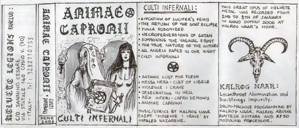 Animae Capronii - Culti infernali Album Cover Artwork