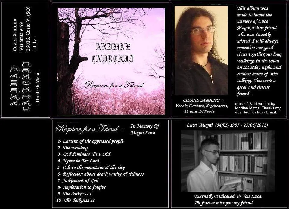 Animae Capronii - Requiem for a Friend Album Cover