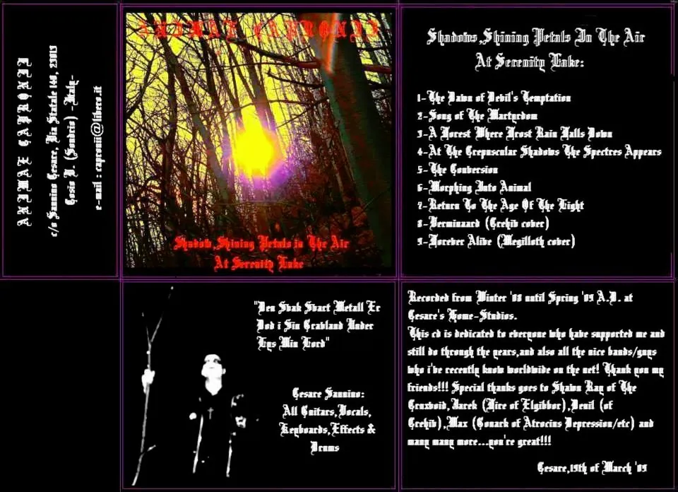 Animae Capronii - Shadow, Shining Petals in the Air at Serenity Lake Album Cover