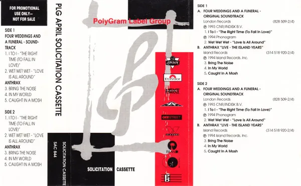 Anthrax - PLG April 1994 Solicitation Cassette Album Cover Artwork