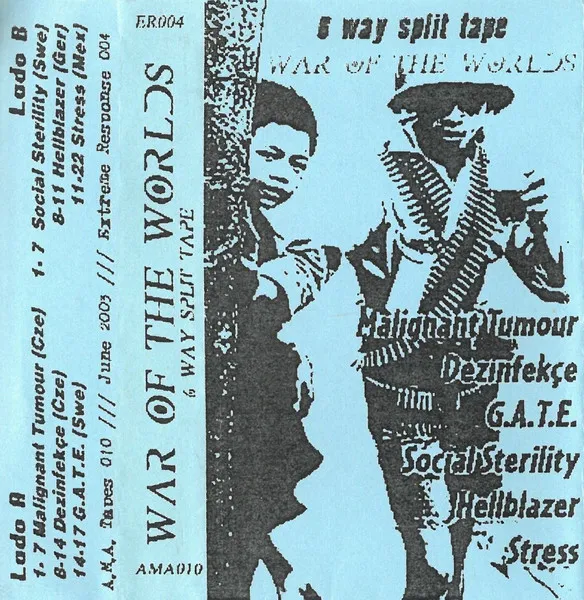 Malignant Tumour - War of the Worlds - 6-Way Split Tape Album Cover